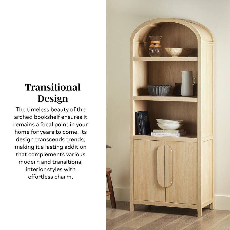 Middlebrook Designs 3 Shelf Open Arched Bookcase Cabinet