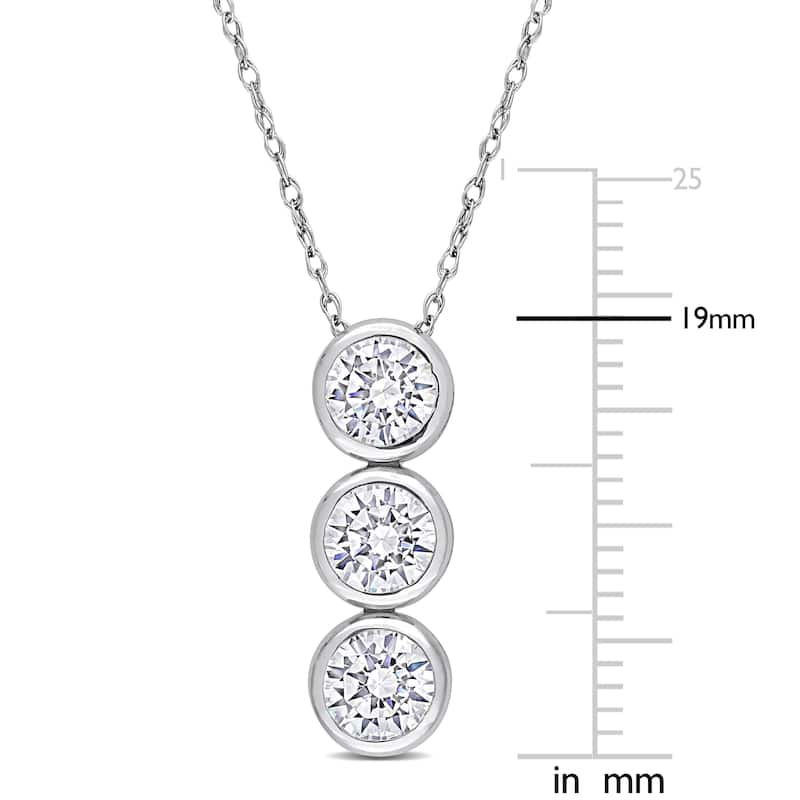 Miadora Cubic Zirconia 3-Stone Necklace in Sterling Silver