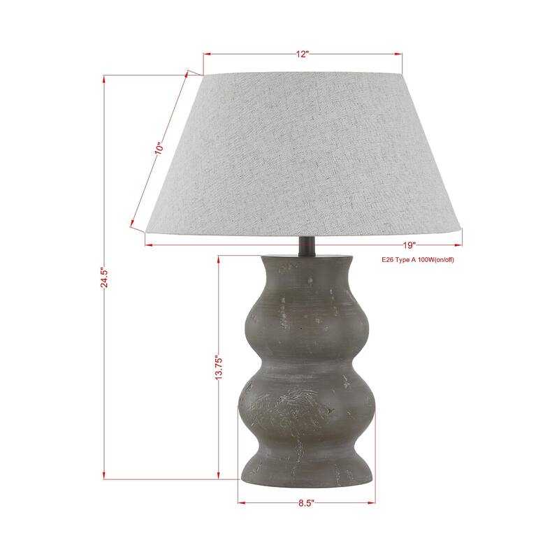 Drake 25" Table Lamp with Linen Shade, Taupe with Gray (Set of 2)