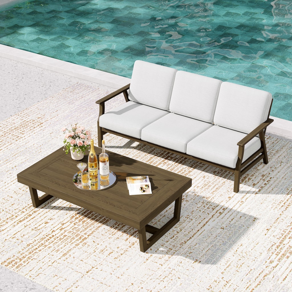 2-Piece Teak Outdoor Sofa Set with Table