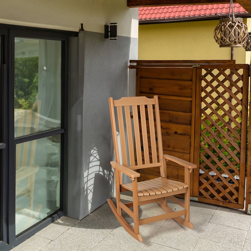 Vrakae Patio All Weather Resistant High Back Rocking Chair