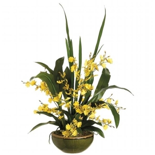 Allstate Floral WF3410-YE 26 in. Hx21 in. Wx21 in. L Oncidium Orchid in Bowl Yellow