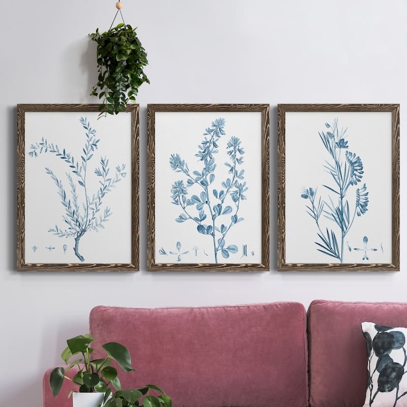 Antique Botanical in Blue VII-Premium Framed Canvas - Ready to Hang - Multi-Color
