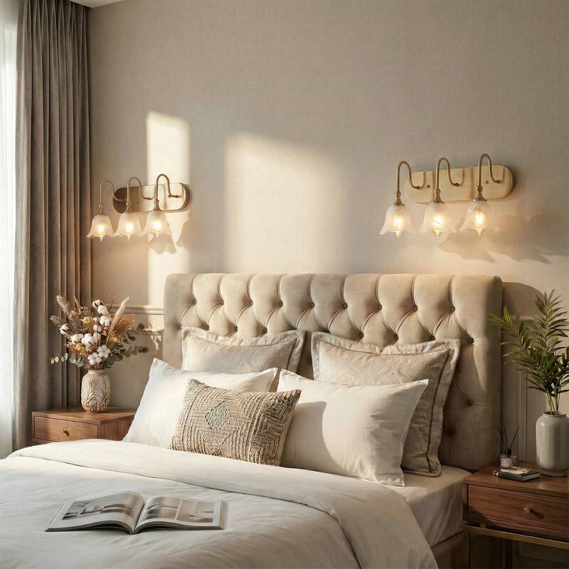 3-Light Modern Brass Gold Bathroom Vanity Light