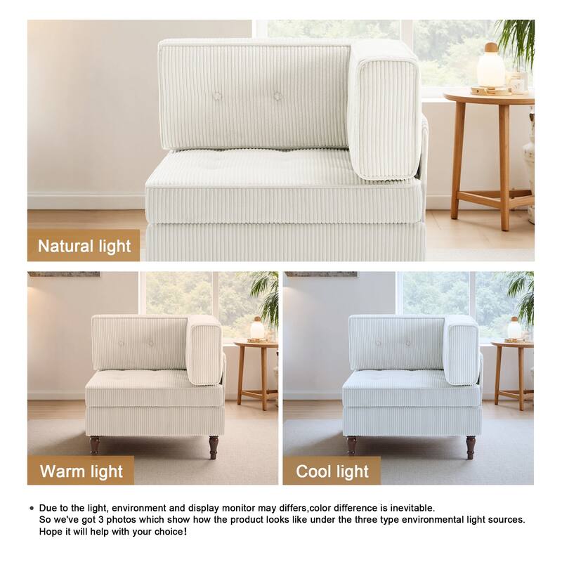 Modern Corduroy Corner Armchair Armless Chair sofa