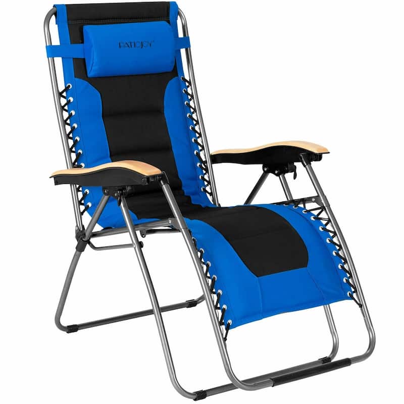 Oversize Folding Adjustable Padded Zero Gravity Lounge Chair - 29.5" x 29" - 63" x 33" - 44.5" (L x W x H) - Blue