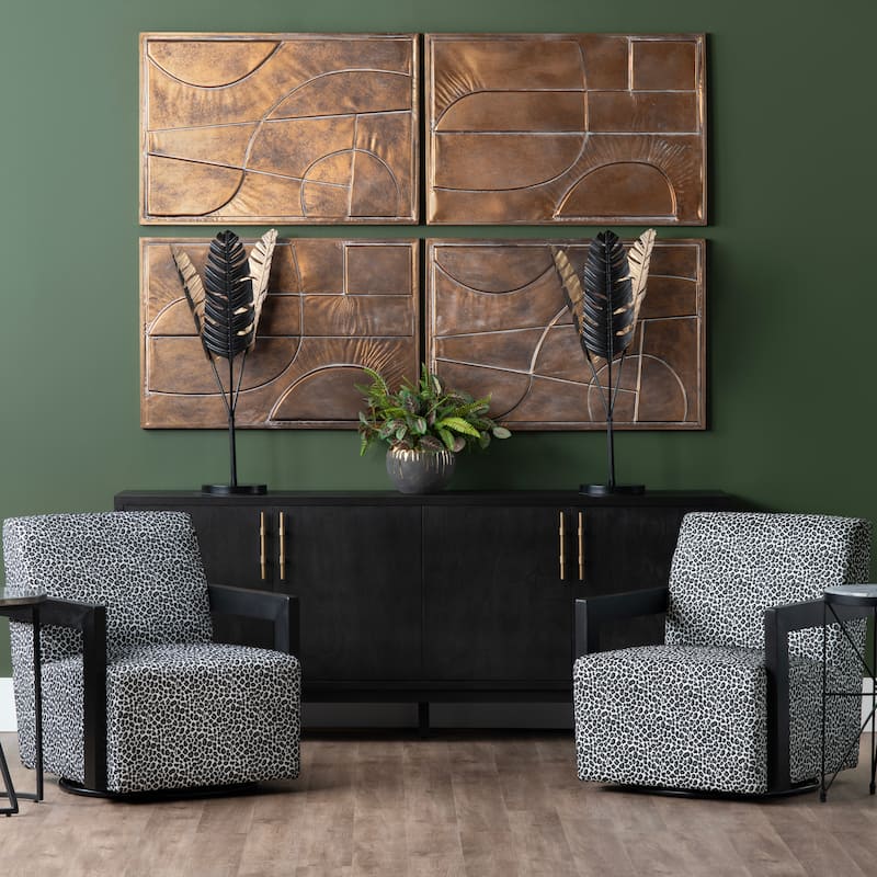 80 in. Black Solid Wood 4 Door Media Credenza_Sideboard