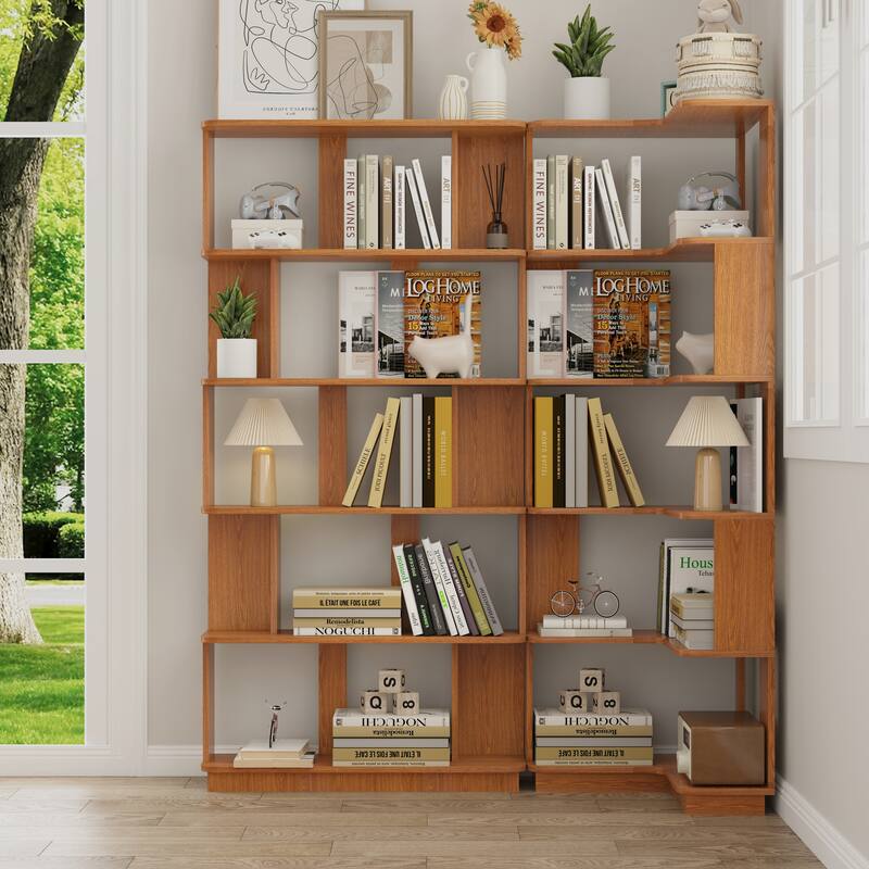Set Of 2 Free Combination Bookcase Space Saving Corner Bookshelf, L Shaped Bookcase X 1 + I Shaped Bookcase X 1