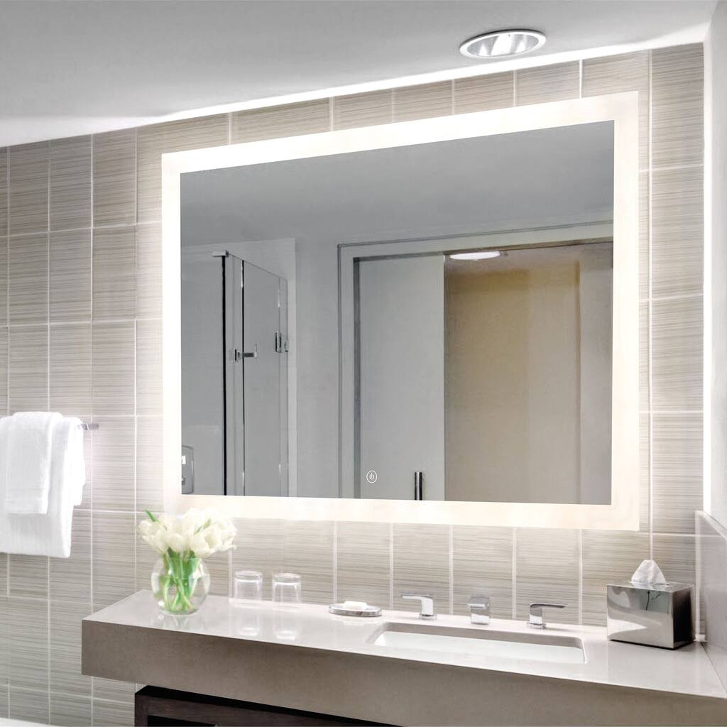 Hardwired LED Lighted Bathroom Mirror - 48" x 32" - Overstock - 31566927