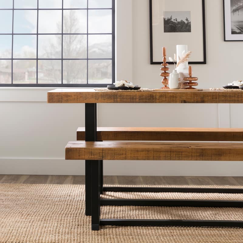 Middlebrook Solid Wood 3-Piece Dining Set with 60-inch Benches
