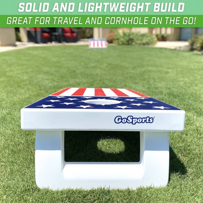 GoSports 4'x2' All Weather American Flag Cornhole Game Set - Includes 8 Bags & Game Rules