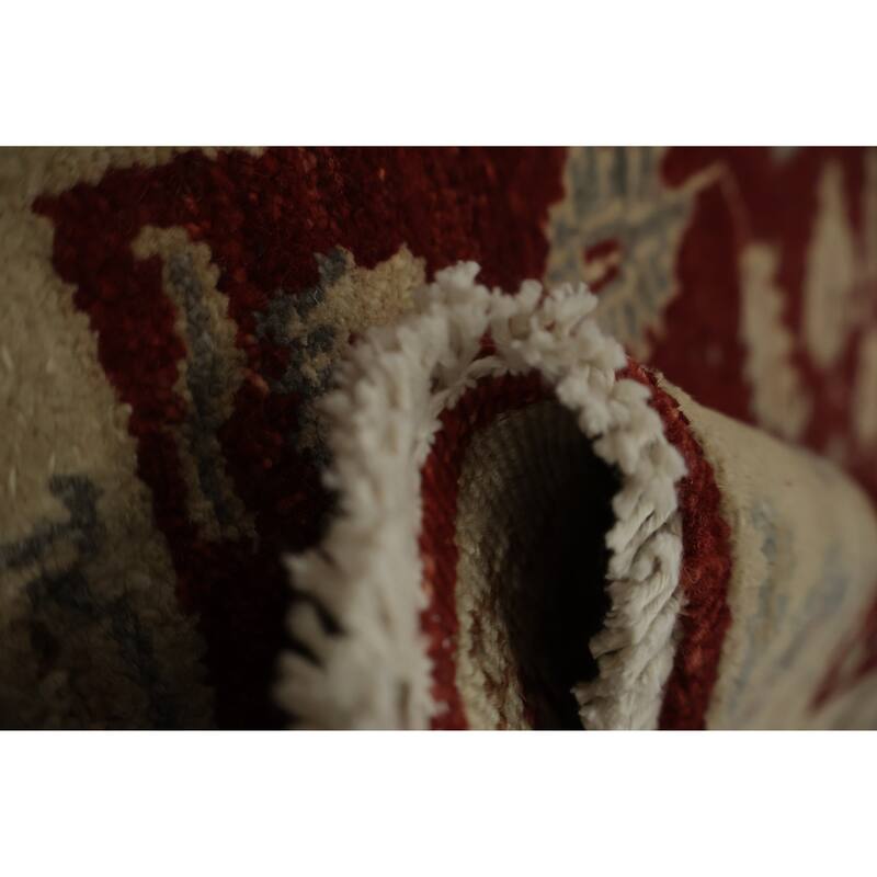 Hand Knotted Oriental 100% Wool Carpet Traditional All-Over Red Peshawar Area Rug - 2' 11'' X 2' 0''