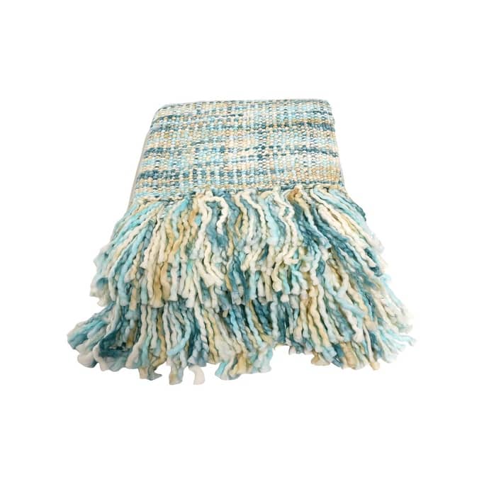 Home&Manor Handcrafted Wool & Cotton Throw Blanket Sunnyside Loom