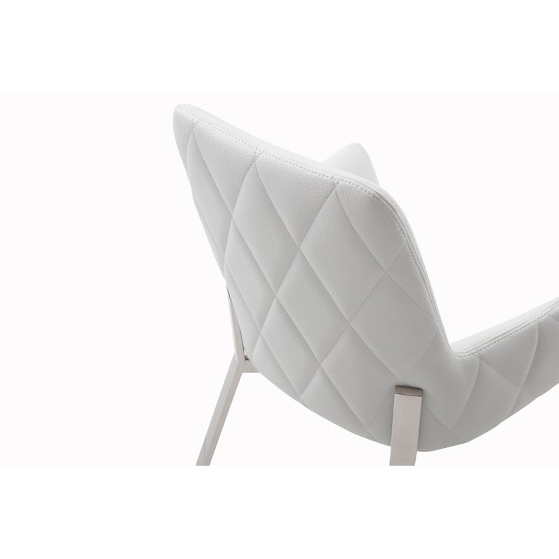 Modern Faux Leather Upholstered Dining Armchair with Silver Metal Legs and Solid Back for Living Room - 36”H x 24”W x 24”D