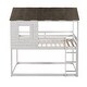 preview thumbnail 4 of 7, Twin Over Twin Floor Bunk Bed Wood Loft Bed with Roof, Window, Guardrail, Ladder (Antique White)