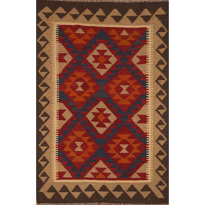 Kilim Oriental Area Rug Hand-woven Wool Carpet - 3'3" x 5'0"