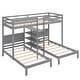 preview thumbnail 7 of 16, Pine Wood Bunk Bed, 4-Shelf Storage, Built-in Ladder, 3 Beds in 1