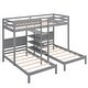 preview thumbnail 7 of 7, Pine Wood Twin XL over Twin & Twin Bunk Bed with 4-Shelf Storage