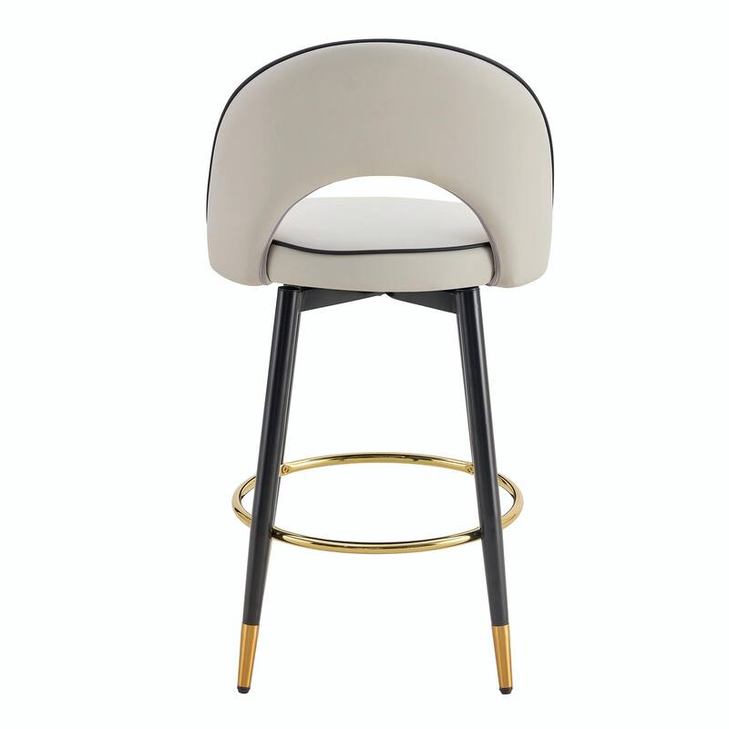 360° Rotatable Bar Chair with Modern PU Upholstery and Metal Legs