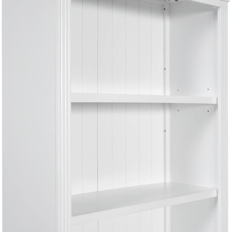 83.4" Tall Bookshelf with LED Lighting, 2 Drawers and 3 Open Shelves