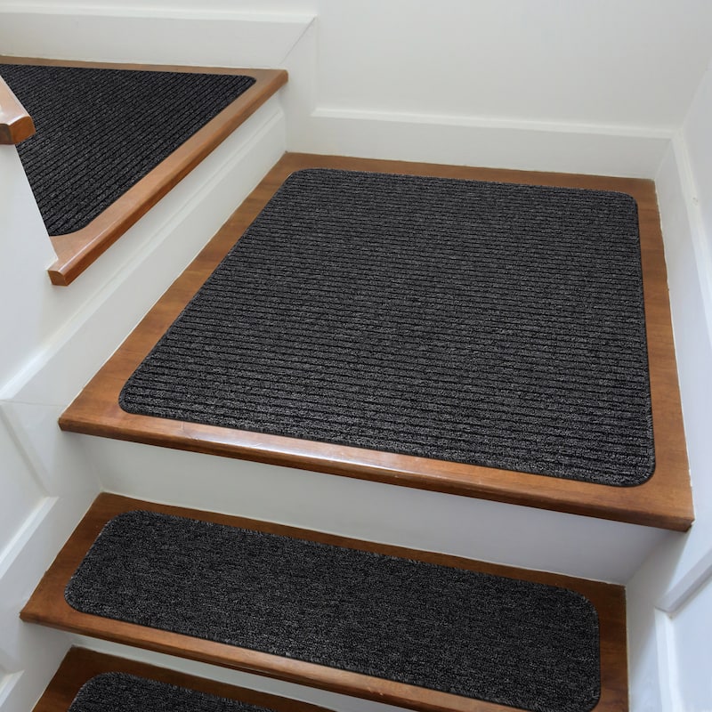 Beverly Rug Non Slip Stair Treads, Matching Landing Rug, Washable Runner Rug for Hallway - Landing Mat, 31''x31'' - Dark Grey