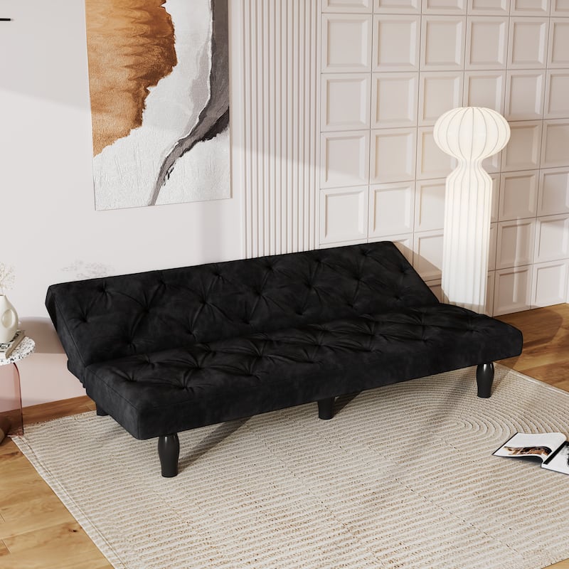 Tufted Design Sleeper Sofa Bed Convertible Velvet Loveseat Couch