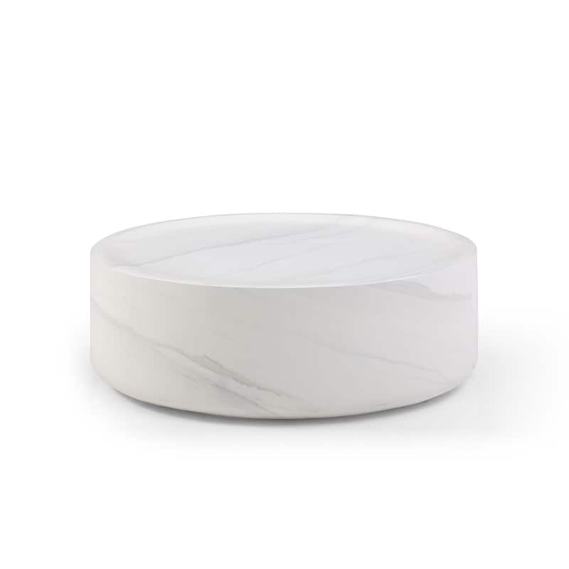31.49'' Round Coffee Table,Sturdy Fiberglass Table For Living Room - White
