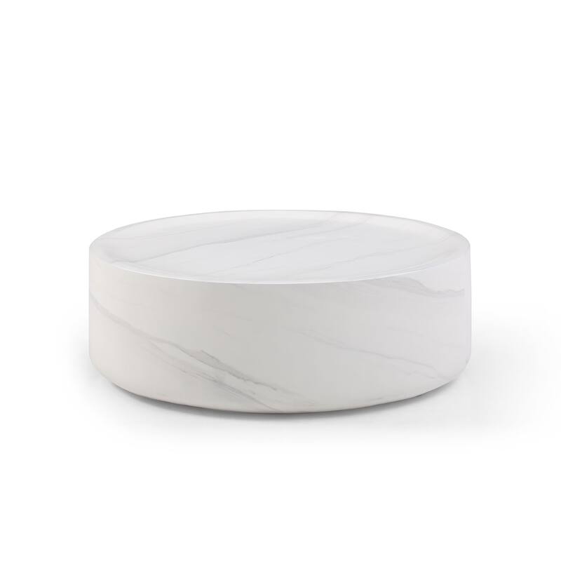 31.49'' Round coffee table,Sturdy Fiberglass table for Living Room, No Need Assembly