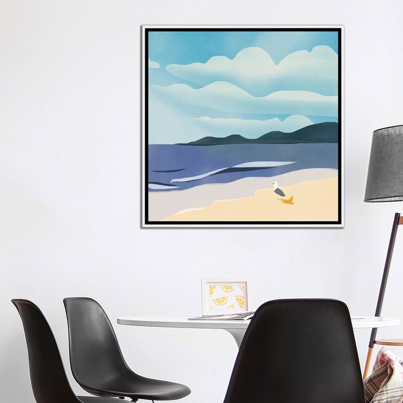 iCanvas "Seagull Sun Bathing" by Little Dean Framed