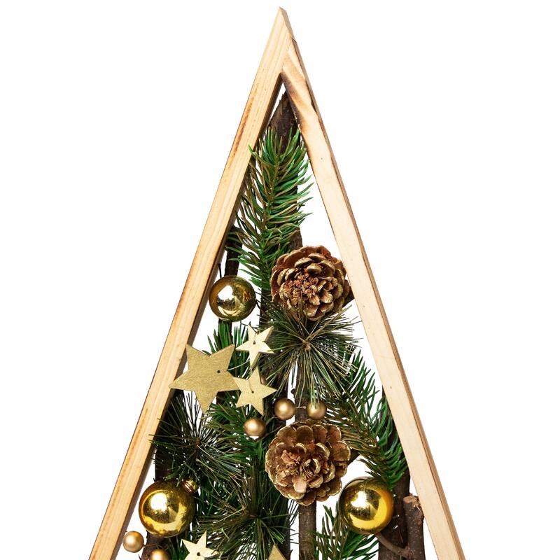 Reindeer and Pinecones Artificial Wooden Tree Christmas Decoration - 20.5"