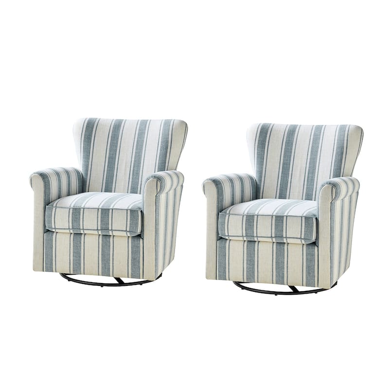 Georg Comfortable Floral Fabric Swivel Rocker Chair with Rolled Armrest Set of 2 by HULALA HOME