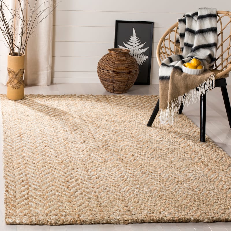 SAFAVIEH Handmade Natural Fiber Arlinda Chevron Jute Rug - 5' x 8' - Ivory/Natural - Rectangle