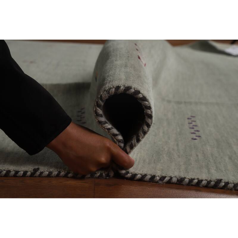Hand Knotted Oriental 100% Wool Carpet Tribal Animal Pictorial Greys & Charcoal Gabbeh Area Rug - 9' 11'' X 8' 2''