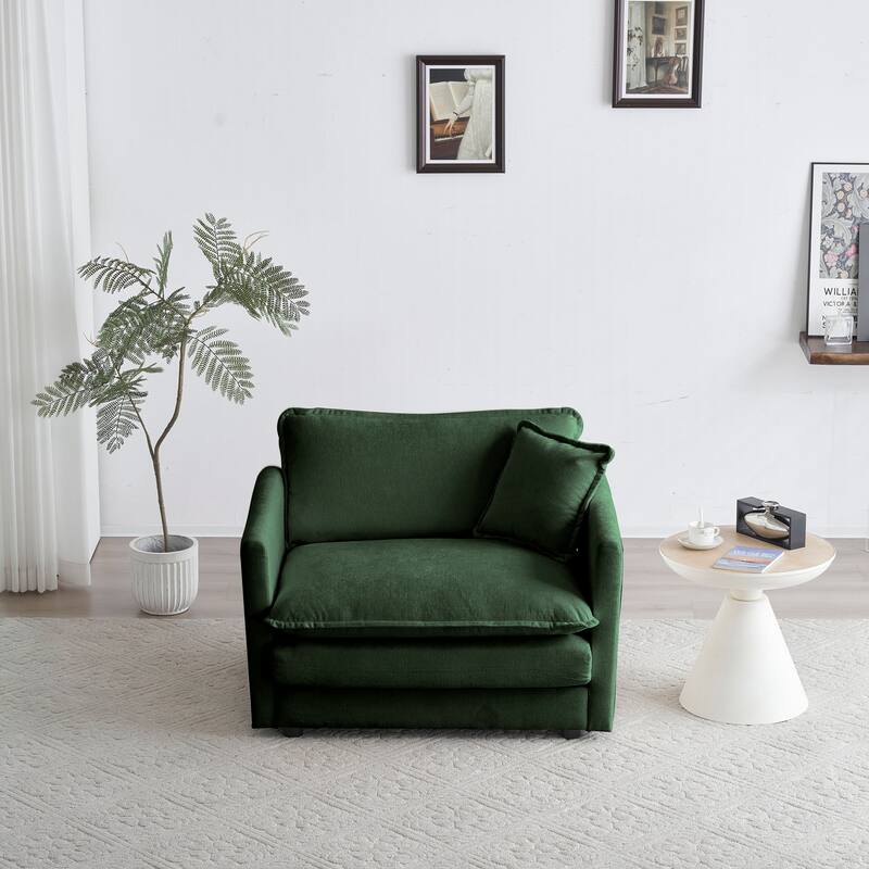 3-Piece Chenille Sofa Set (Loveseat + Chair) with Plush Cushions