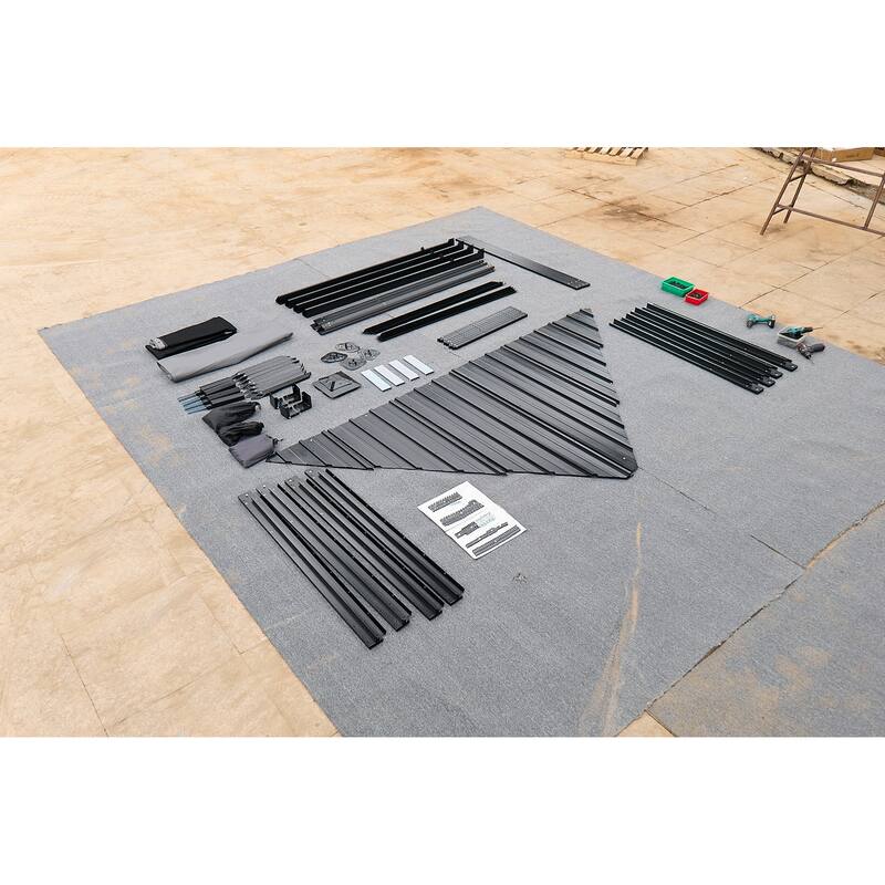 10x10FT Aluminum Hardtop Gazebo with Steel Canopy, Weatherproof Permanent Outdoor Gazebo for Patio Garden Backyard