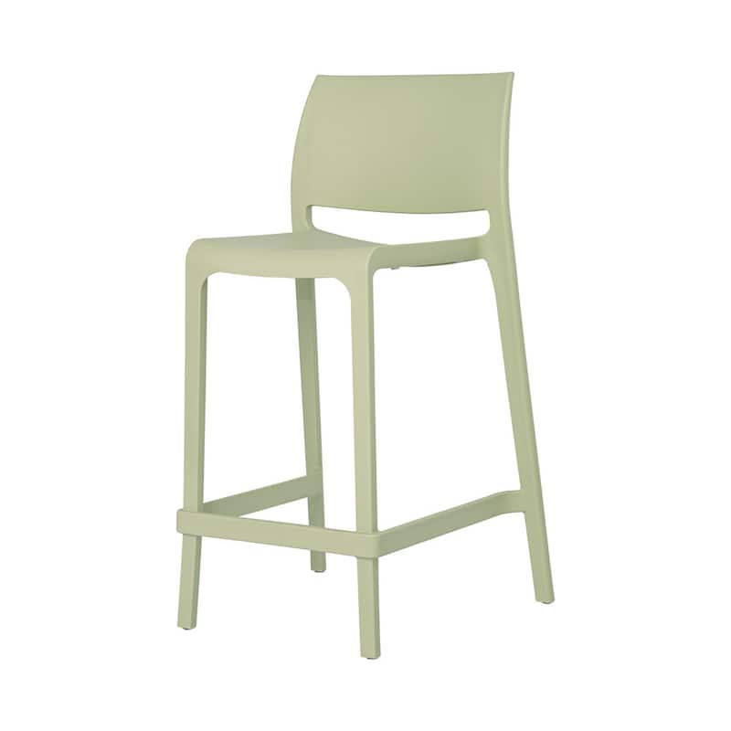 HomeRoots Set of Four 26" Green Heavy Duty Plastic Low Back Outdoor Counter Height Bar Chairs