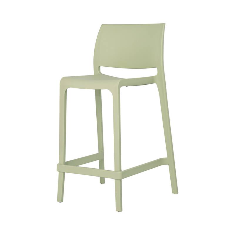 HomeRoots Set of Two 26" Green Heavy Duty Plastic Low Back Outdoor Counter Height Bar Chairs