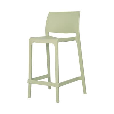 HomeRoots Set of Two 26" Green Heavy Duty Plastic Low Back Outdoor Counter Height Bar Chairs