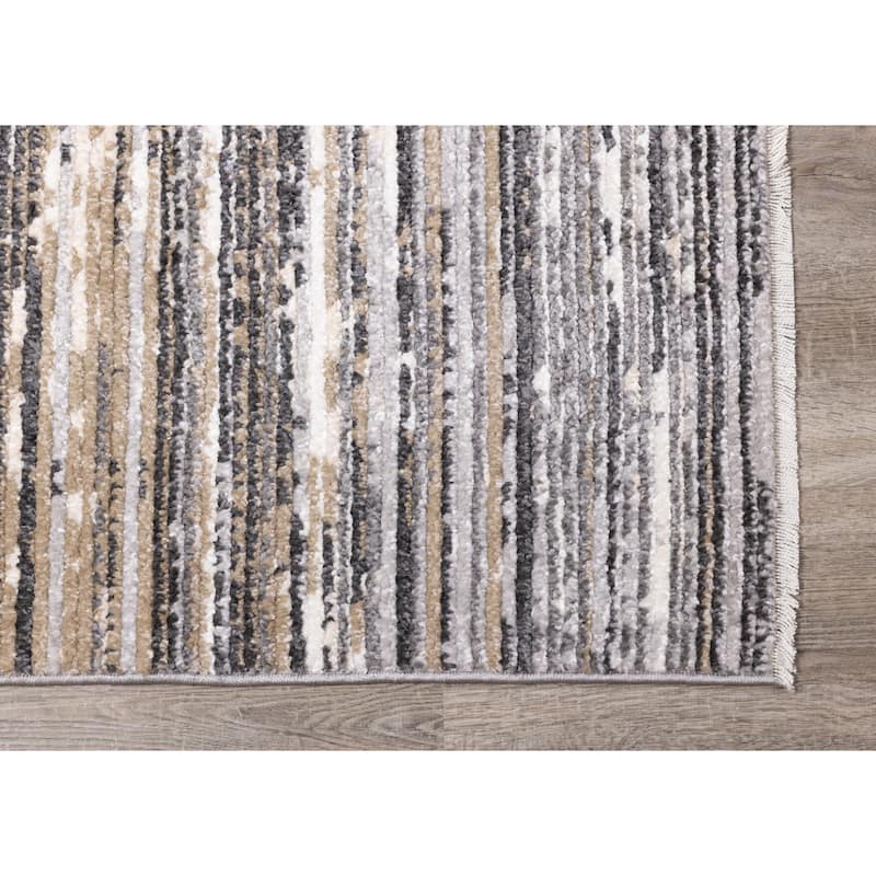 Cali Collection - Grey/Beige/White Banded Rug