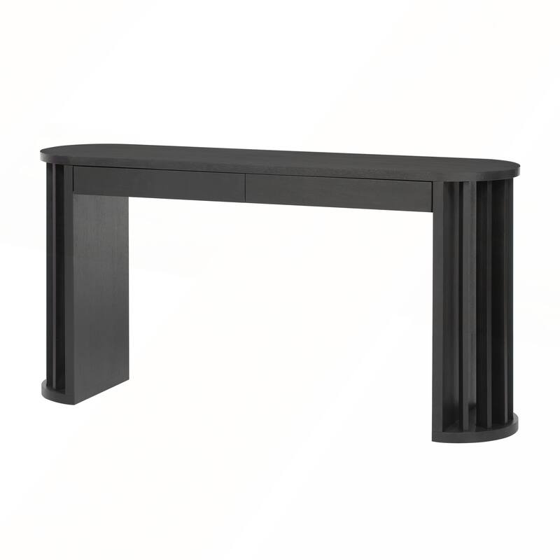 59-inch Long Console Table with Oak Veneer