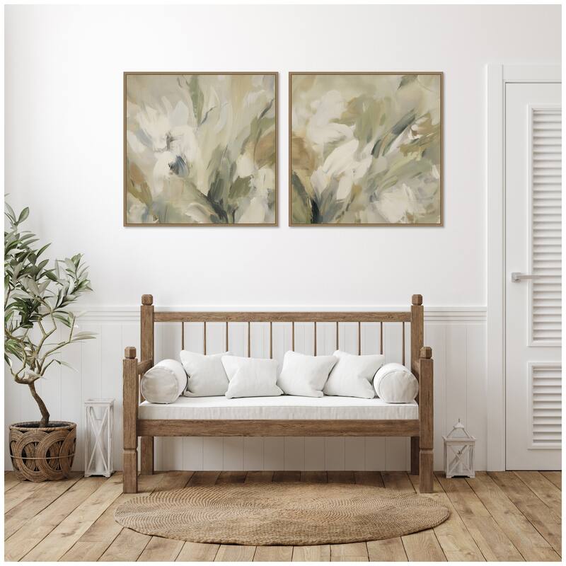 Kate and Laurel Olive Bloom No. 3 & No. 2 2 Piece Framed Canvas Wall Art Set by Amy Lighthall