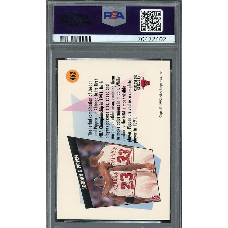 Michael Jordan Scottie Pippen 1991 Skybox Basketball Card #462 Graded PSA 10 - 8'6" x 11'6"