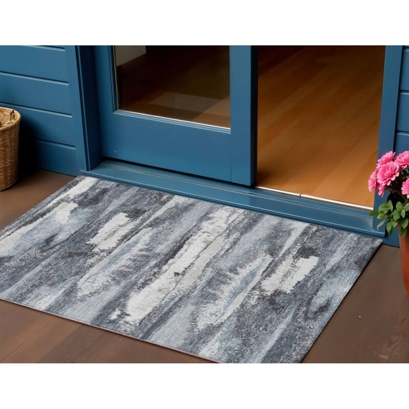 HomeRoots Abstract Transitional Rectangle Outdoor Rug - 3' x 5'