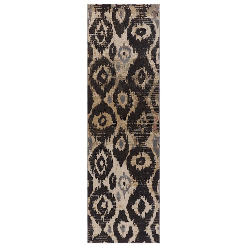 Nikki Chu Livio Ikat Black/ Tan Area Rug