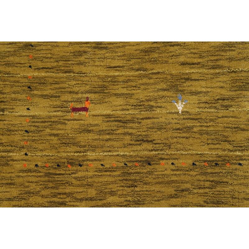 Tribal Gabbeh Indian Accent Rug Handmade Wool Carpet - 3'2" x 4'11"