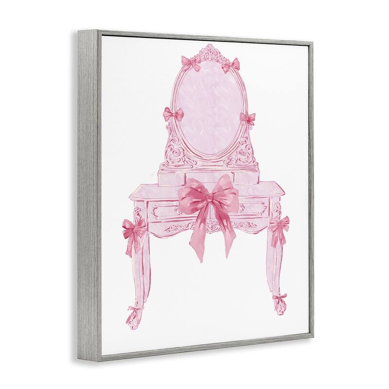 Stupell Lovely Pink Vanity with Bows Framed Giclee Art Design By Ziwei Li