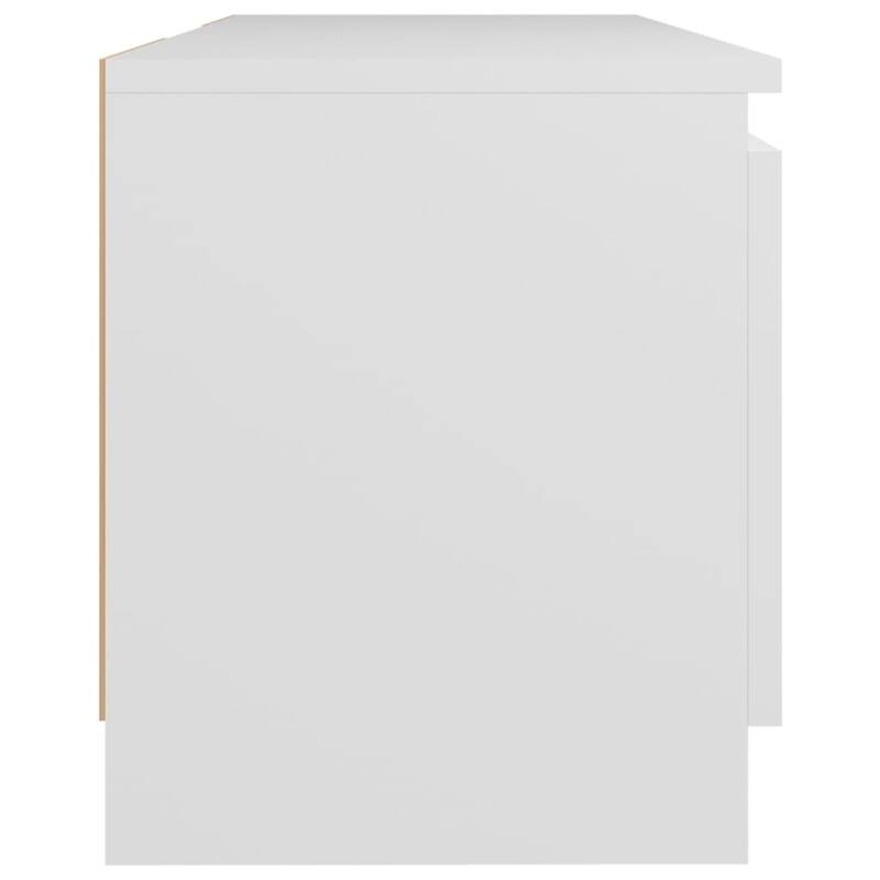 vidaXL TV Cabinet White Engineered wood, Tempered glass 47.2 in length - 47.2" x 12" x 14"