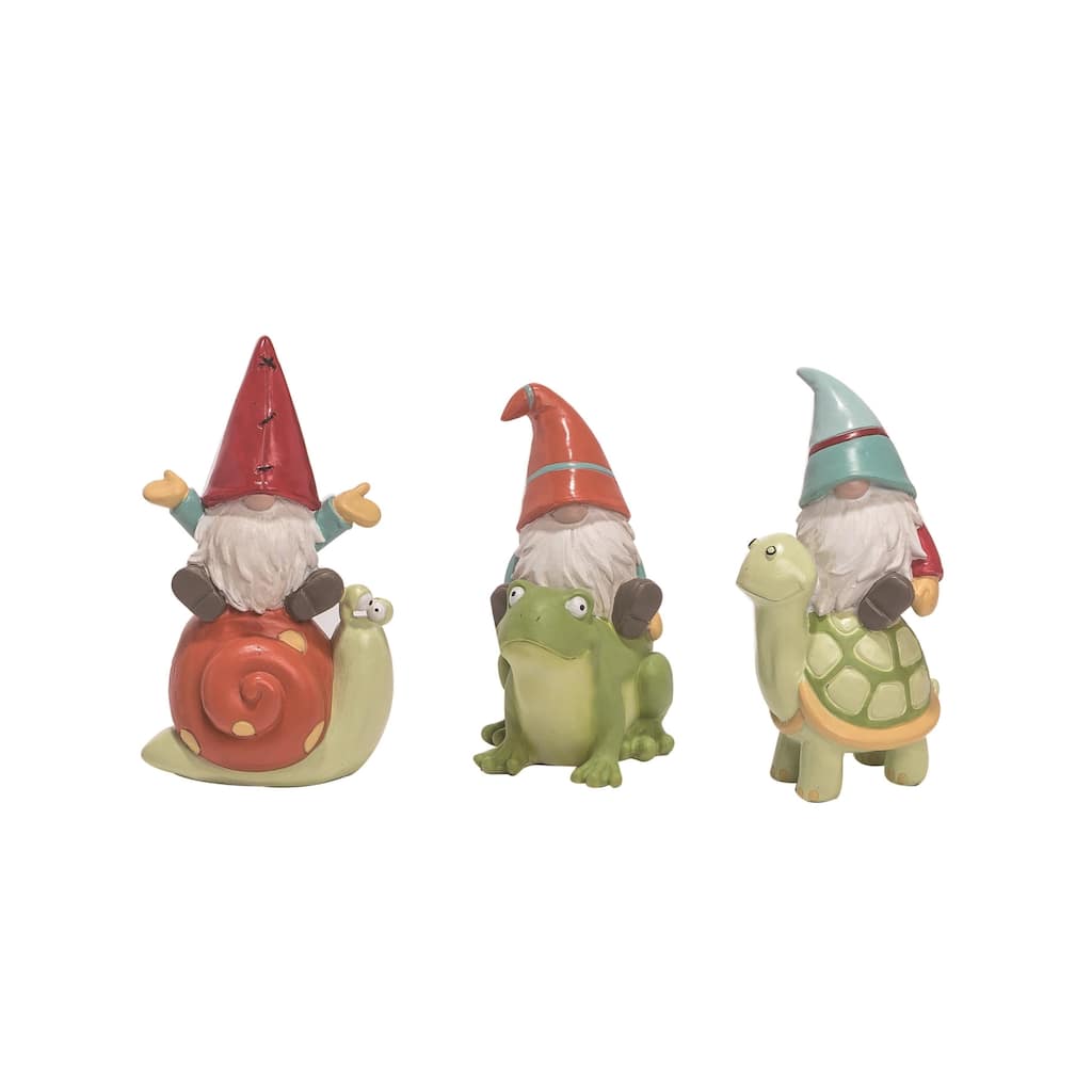 Transpac Resin Gnome w/Friend Figurine Set of 3 Spring Home Decorations