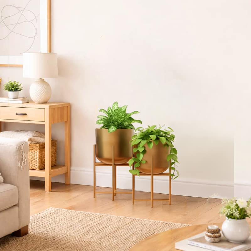 Aira Set of 2 Planters Foldable Metal Stand
