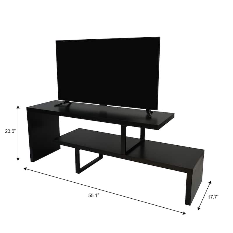 Orford Minimalist Modern MDF Wooden Shelves TV Console Entertainment Stand with Iron Legs Low Maintenance